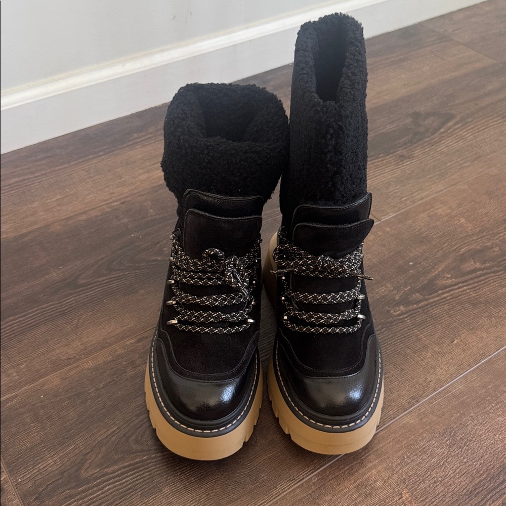 Michael Kors Black Shiloh Mixed-Media Boot - size 8 - Picture 5 of 7